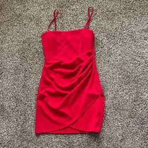 Windsor Bright Red Spaghetti-Strap Ruched Mini Dress